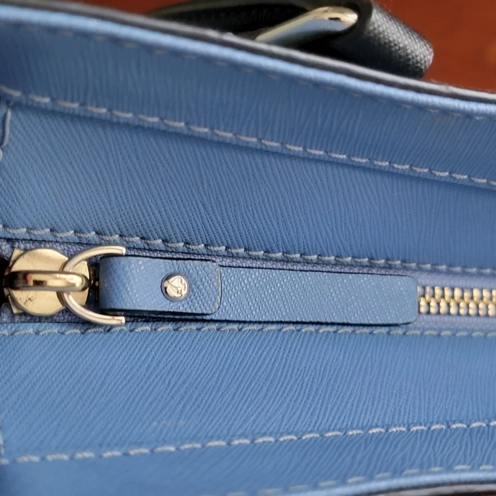Kate Spade Laurel Way Dally Colorblock Tote Blue White Leather Bag